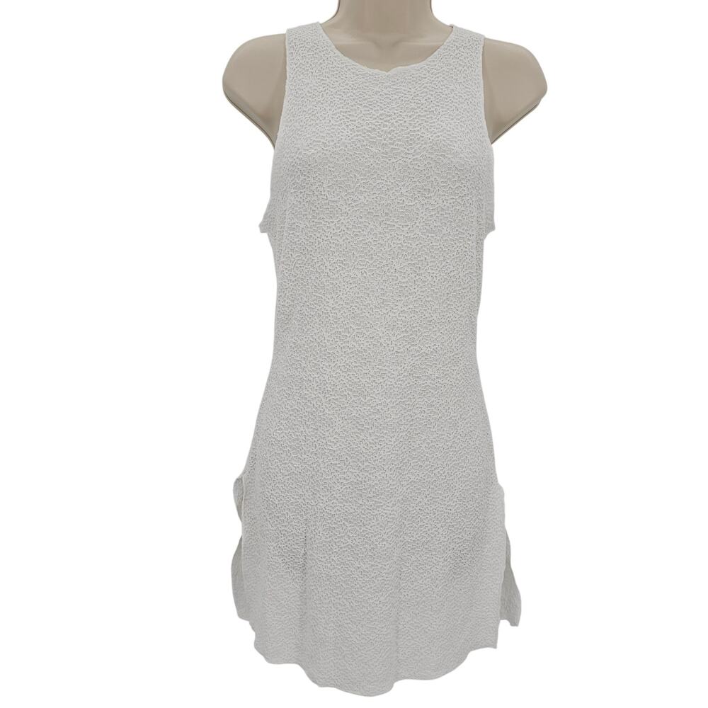 Naked Wardrobe Womans size L Take It To The Top Sheer Tunic Tank White NWOT